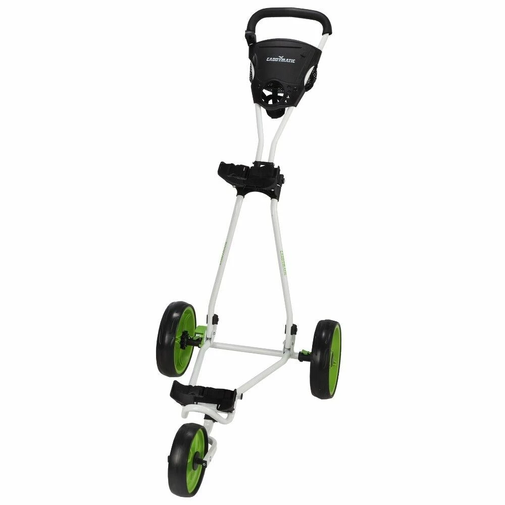 Caddymatic Golf Continental 3 Wheel Folding Golf Push/Pull Cart White/Green 3 Caddymatic Golf Continental 3 Wheel Folding Golf Push/Pull Cart White/Green - Image 2