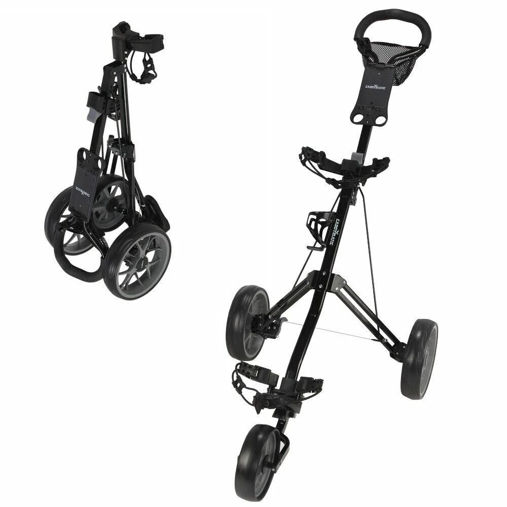 Caddymatic Golf Pro Lite 3 Wheel Golf Cart Black/Gray 3 Caddymatic Golf Pro Lite 3 Wheel Golf Cart Black/Gray