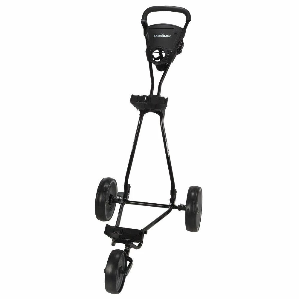 Caddymatic Golf Continental 3 Wheel Folding Golf Push/Pull Cart Black 4 Caddymatic Golf Continental 3 Wheel Folding Golf Push/Pull Cart Black - Image 2