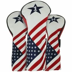 Ram Golf USA Stars And Stripes PU Leather Headcover Set - Driver, #3 Wood, Hybrid