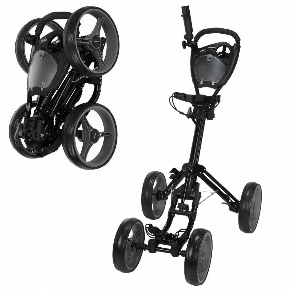 Caddymatic Golf Quad 4-Wheel Folding Golf Pull / Push Cart Black 4 Caddymatic Golf Quad 4-Wheel Folding Golf Pull / Push Cart Black - Image 2