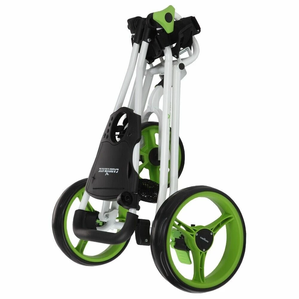 Caddymatic Golf Continental 3 Wheel Folding Golf Push/Pull Cart White/Green 4 Caddymatic Golf Continental 3 Wheel Folding Golf Push/Pull Cart White/Green - Image 3