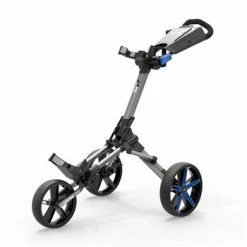 POWAKADDY 2022 MICRA PUSH CART-GUN METAL/BLUE TRIM