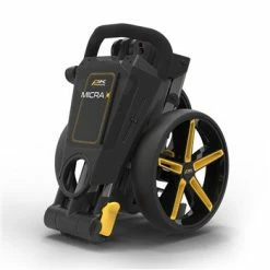 POWAKADDY 2022 MICRA PUSH CART-GUN METAL/YELLOW TRIM -Prosimmon Sales 40385 2