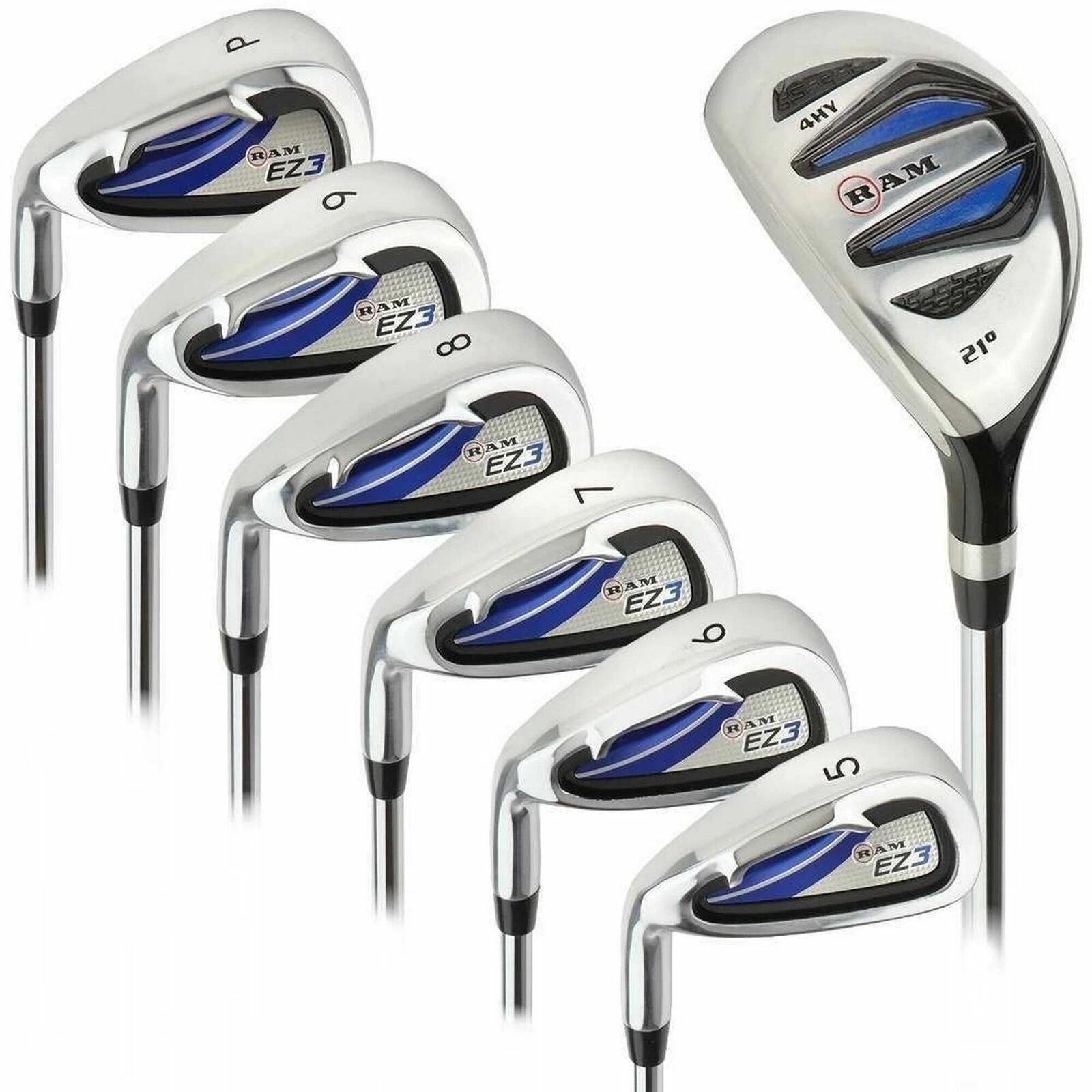 Ram Golf EZ3 Mens Left Hand Iron Set 5-6-7-8-9-PW - FREE HYBRID INCLUDED 3 Ram Golf EZ3 Mens Left Hand Iron Set 5-6-7-8-9-PW - FREE HYBRID INCLUDED