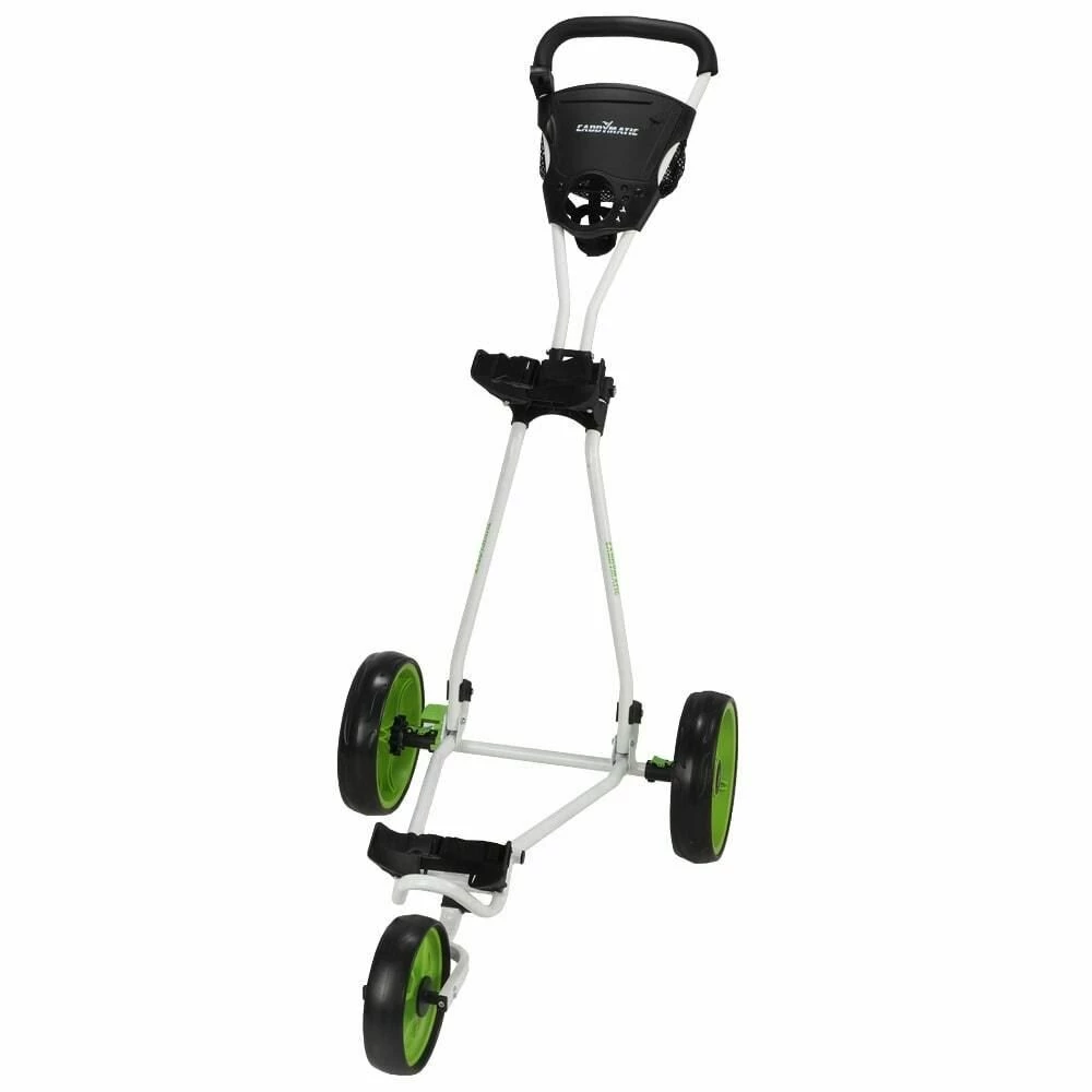 Caddymatic Golf Continental 3 Wheel Folding Golf Push/Pull Cart White/Green 5 Caddymatic Golf Continental 3 Wheel Folding Golf Push/Pull Cart White/Green - Image 4