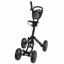 Caddymatic Golf Quad 4-Wheel Folding Golf Pull / Push Cart Black