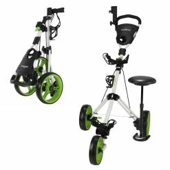 Caddymatic Golf X-TREME 3 Wheel Push/Pull Golf Cart With Seat White/Green