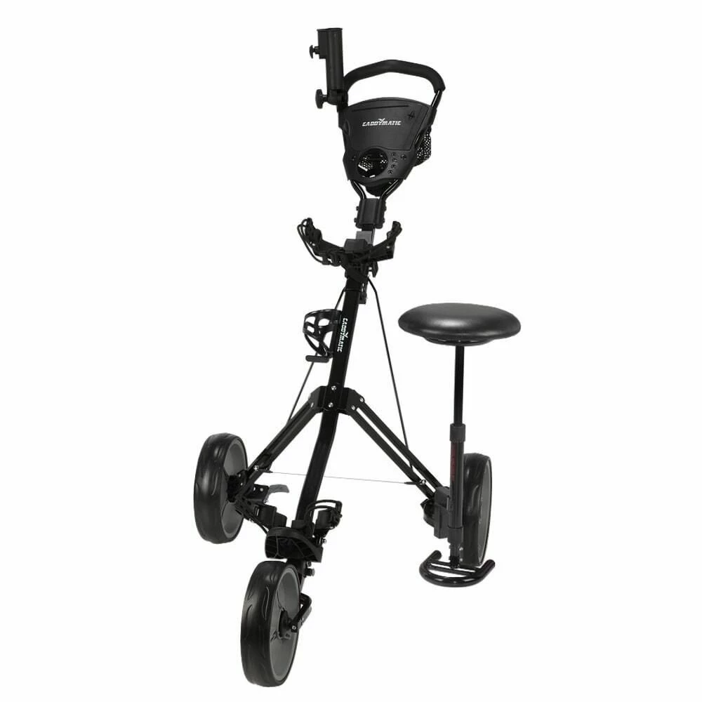 Caddymatic Golf X-TREME 3 Wheel Push/Pull Golf Cart With Seat Black 6 Caddymatic Golf X-TREME 3 Wheel Push/Pull Golf Cart With Seat Black - Image 4