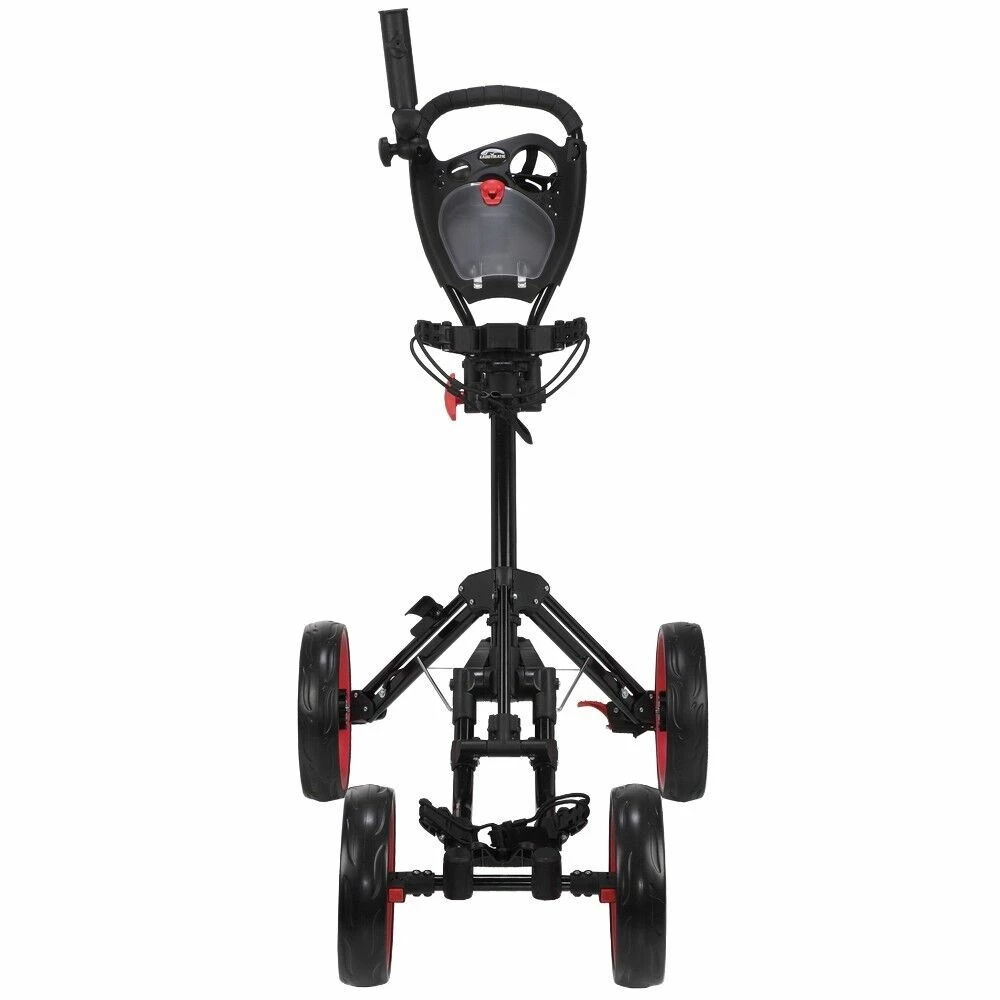 Caddymatic Golf Quad 4-Wheel Folding Golf Pull / Push Cart Black/Red 5 Caddymatic Golf Quad 4-Wheel Folding Golf Pull / Push Cart Black/Red - Image 3