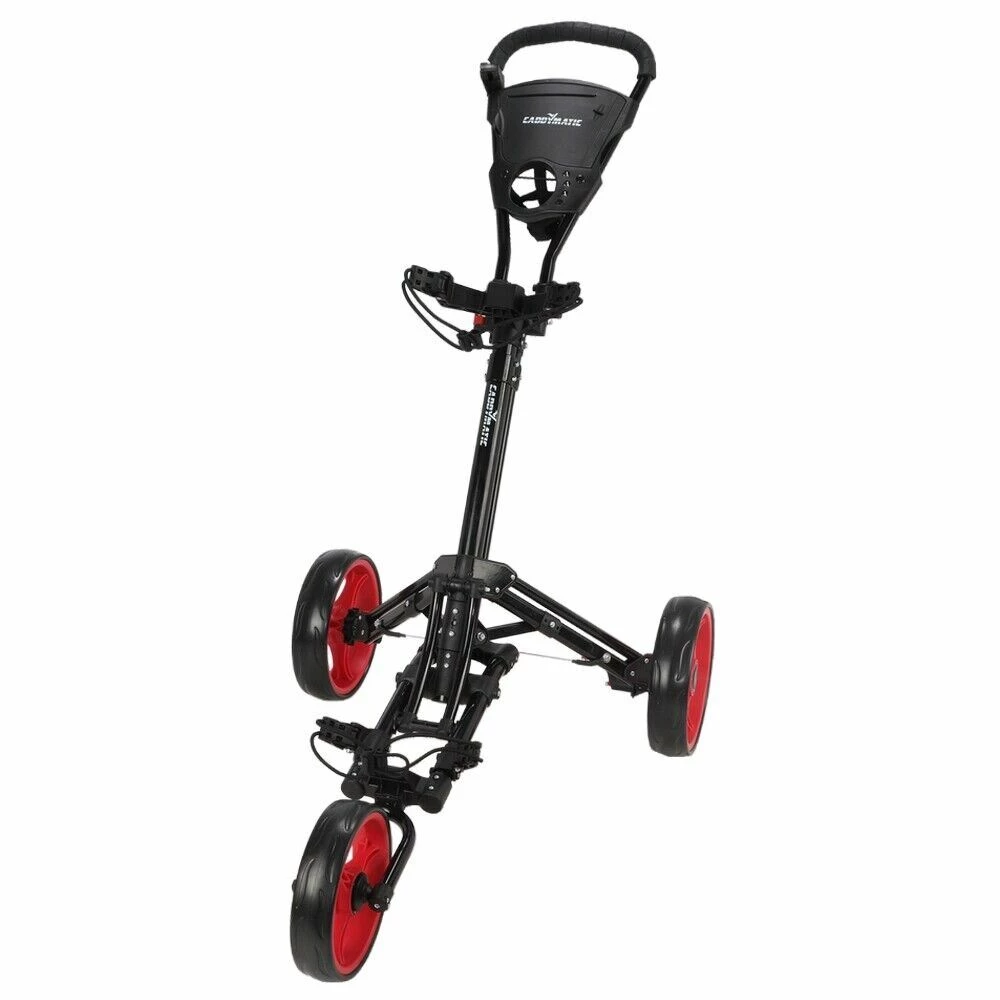 Caddymatic Golf X-Lite One-Click Folding Pull/Push Golf Cart Black/Red 4 Caddymatic Golf X-Lite One-Click Folding Pull/Push Golf Cart Black/Red - Image 2