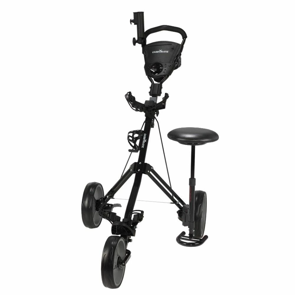 Caddymatic Golf X-TREME 3 Wheel Push/Pull Golf Cart With Seat Black 4 Caddymatic Golf X-TREME 3 Wheel Push/Pull Golf Cart With Seat Black - Image 2