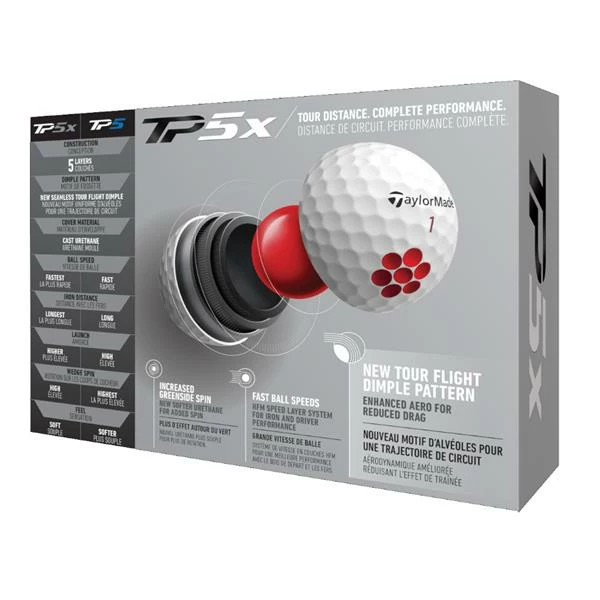 TaylorMade 2021 TP5x Golf Balls Dozen White 5 TaylorMade 2021 TP5x Golf Balls Dozen White - Image 3