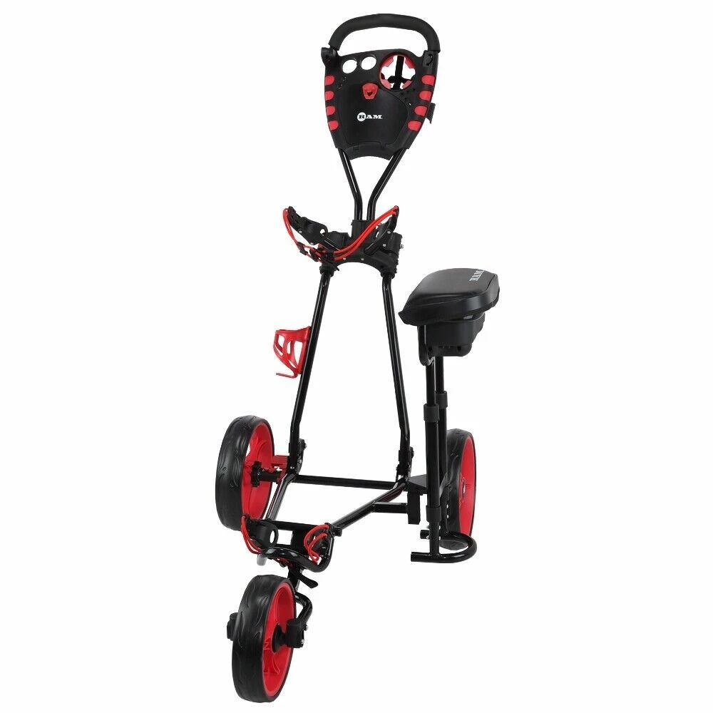 Ram Golf X-Pro Laser 3 Wheel Golf Pull Cart With Seat 4 Ram Golf X-Pro Laser 3 Wheel Golf Pull Cart With Seat - Image 2