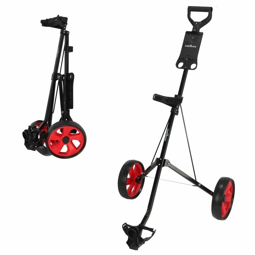 Caddymatic Golf I-Trac 2 Wheel Folding Golf Cart Black/Red 3 Caddymatic Golf I-Trac 2 Wheel Folding Golf Cart Black/Red